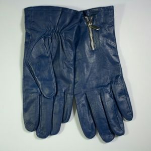 Blue Leather Gloves
